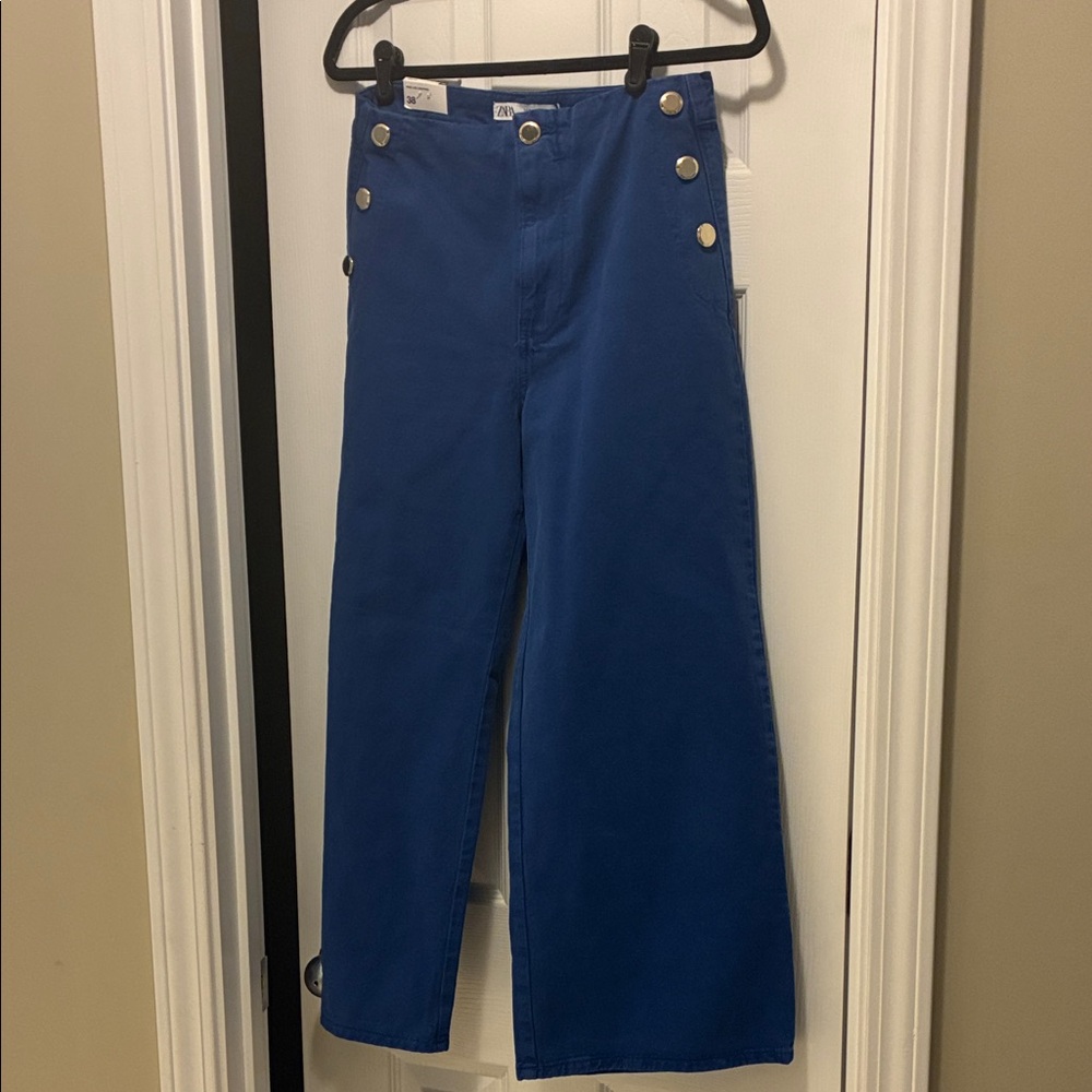 Zara Navy Trousers with Silver Accents